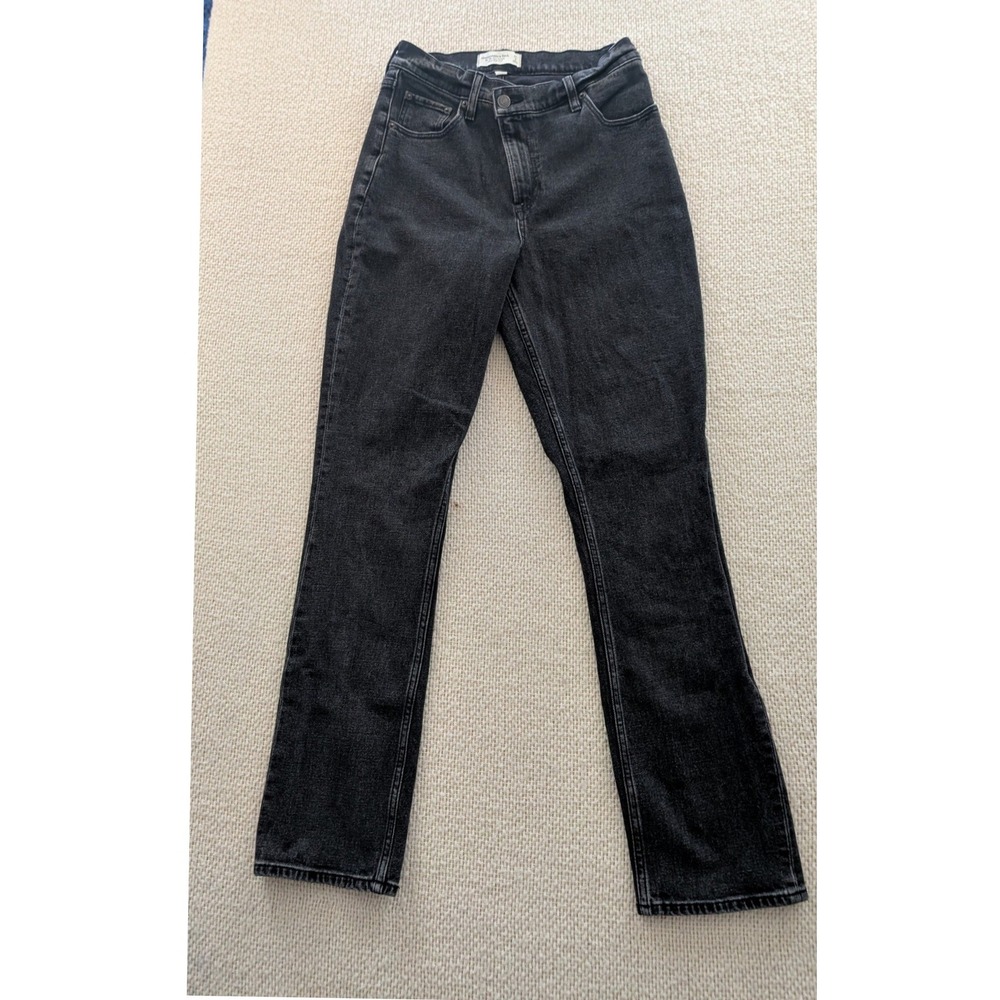 Abercrombie & Fitch Curve Love 90s Slim Straight High Rise Black Jeans 27 4
